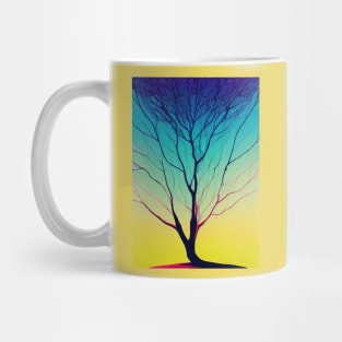 Lonely Tree at Sunset - Vibrant Colored Whimsical Minimalist - Abstract Bright Colorful Nature Poster Art of a Leafless Branches Mug